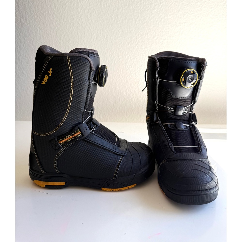 Head 400 Jr Snowboard Boots Black Yellow BOA Lacing System Youth Size US 1.0